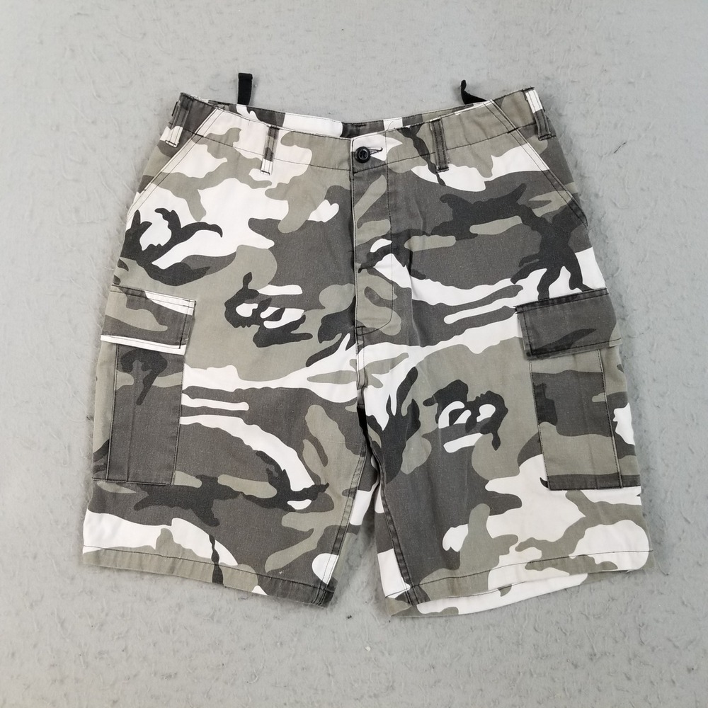 Rothco Cargo Shorts Mens Large Gray White Camo Ultra Force BDU Adjustable Waist